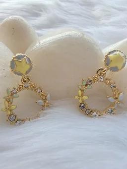 Cute Flower Wreath Drop Earrings Green