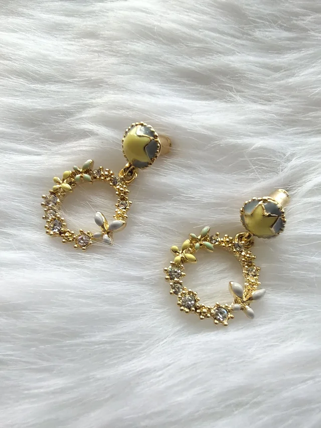 Cute Flower Wreath Drop Earrings Green