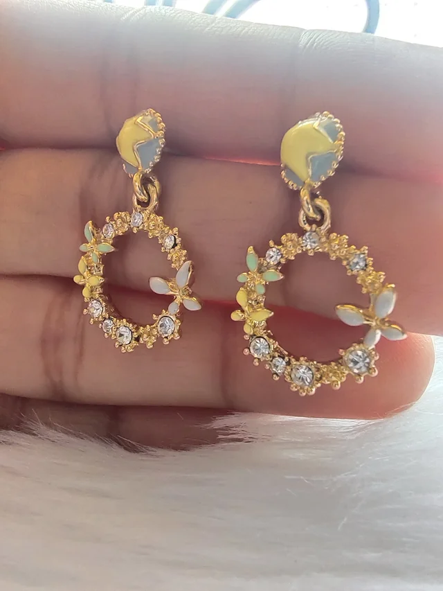 Cute Flower Wreath Drop Earrings Green