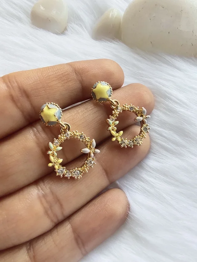 Cute Flower Wreath Drop Earrings Green