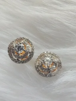 American Diamonds Filled Ring In Rings Stud Earrings