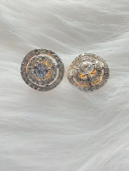 American Diamonds Filled Ring In Rings Stud Earrings