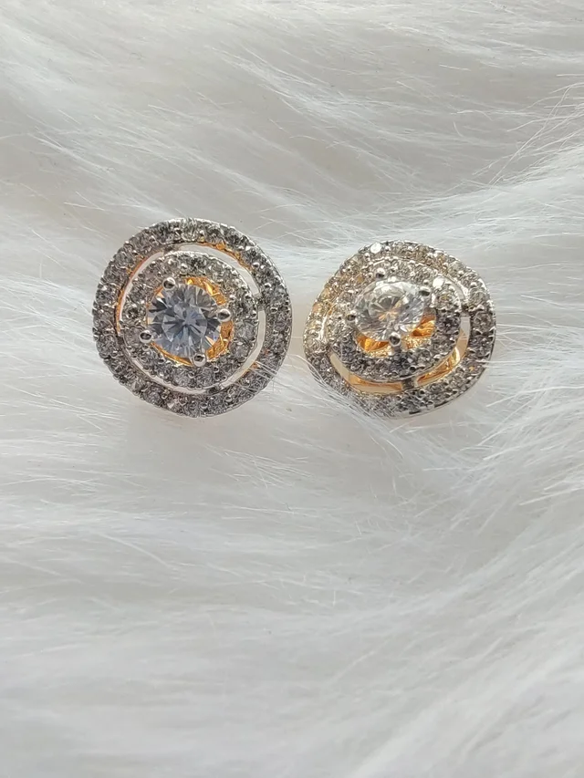 American Diamonds Filled Ring In Rings Stud Earrings