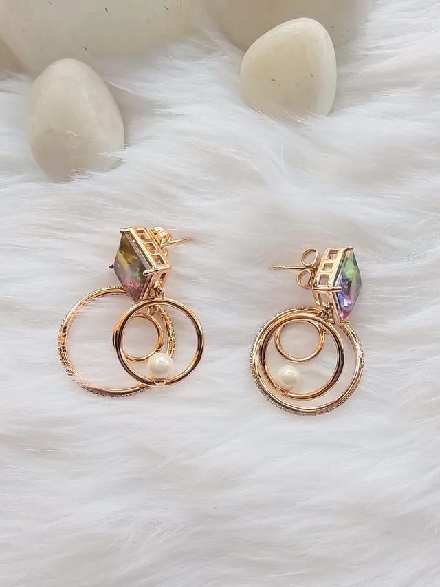 3 Ring Crystal Stainles Steel Earrings