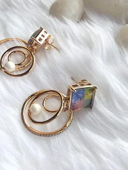 3 Ring Crystal Stainles Steel Earrings