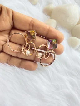 3 Ring Crystal Stainles Steel Earrings