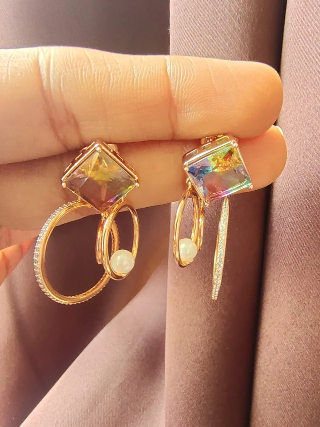3 Ring Crystal Stainles Steel Earrings