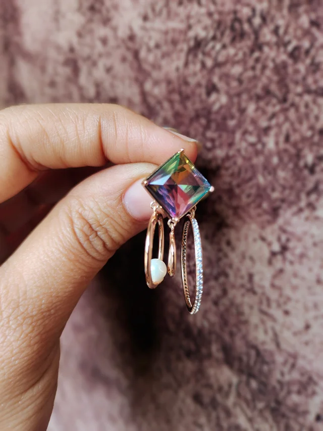3 Ring Crystal Stainles Steel Earrings