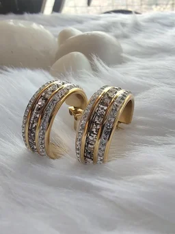 316 Stainless Steel Diamonds Hoops- Earrings