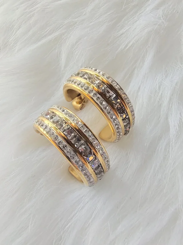 316 Stainless Steel Diamonds Hoops- Earrings