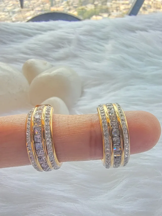 316 Stainless Steel Diamonds Hoops- Earrings