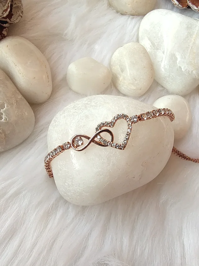 Infinity Heart Love Bracelet Stainless Steel Rose Gold