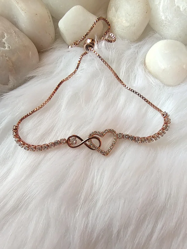 Infinity Heart Love Bracelet Stainless Steel Rose Gold