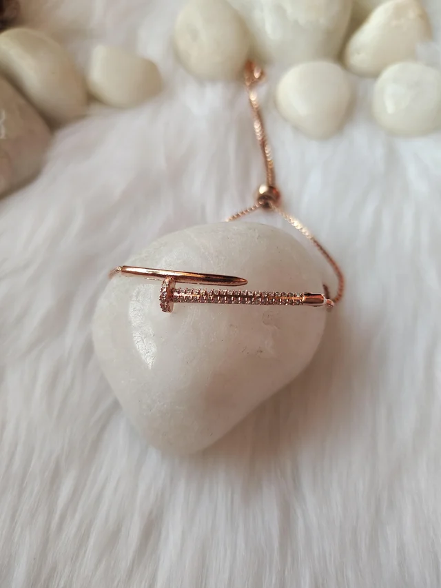 Nail Diamond Bracelet, Pure Stainless Steel Rose Gold