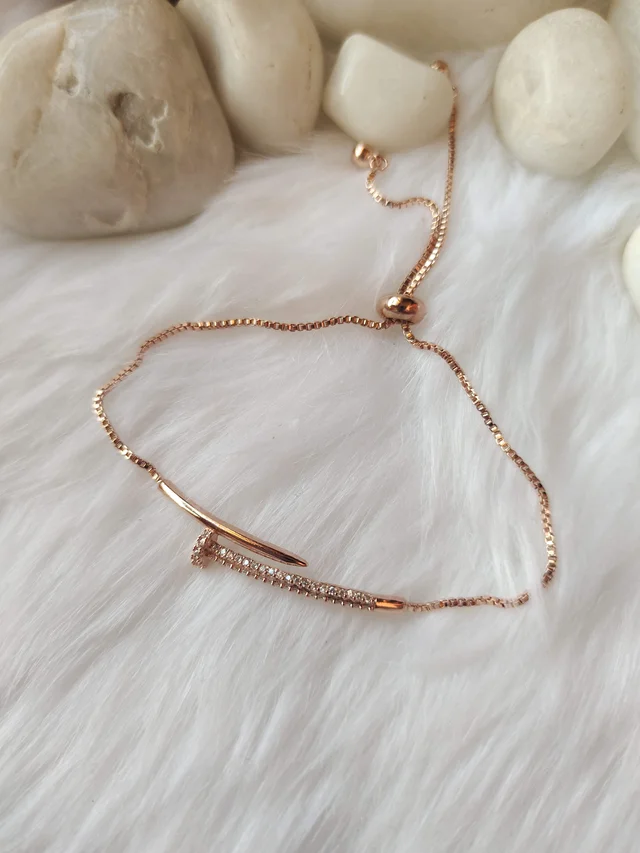 Nail Diamond Bracelet, Pure Stainless Steel Rose Gold