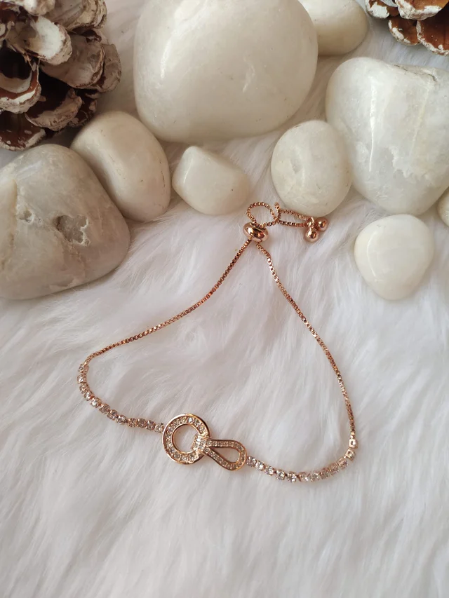 Rope In Circle Cute Rose Gold Bracelet