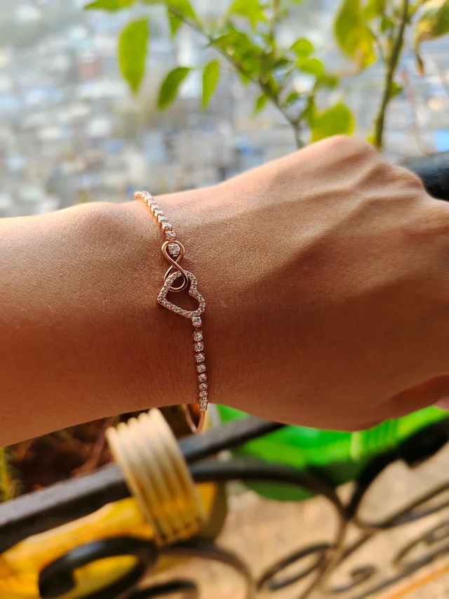 Infinity Heart Love Bracelet Stainless Steel Rose Gold