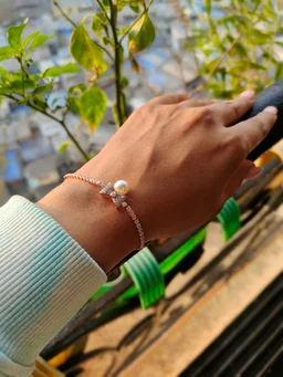 Diamond Bow With Pearl Cute Rose Gold Bracelet