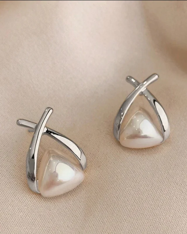 Pearl Beaded Silver Studs Earrings