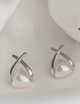 Pearl Beaded Silver Studs Earrings