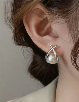 Pearl Beaded Silver Studs Earrings