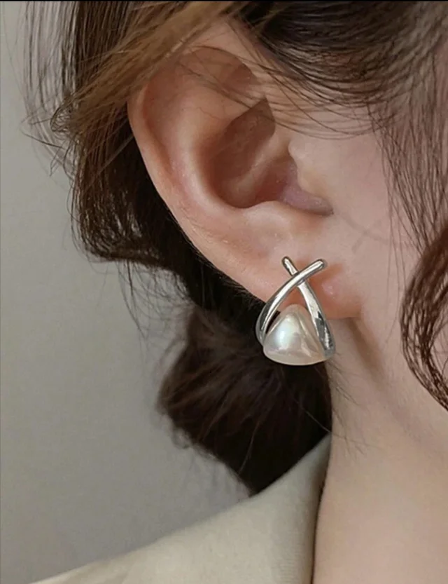 Pearl Beaded Silver Studs Earrings