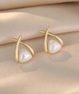 Rose Gold Pearl Beaded Studs Earrings