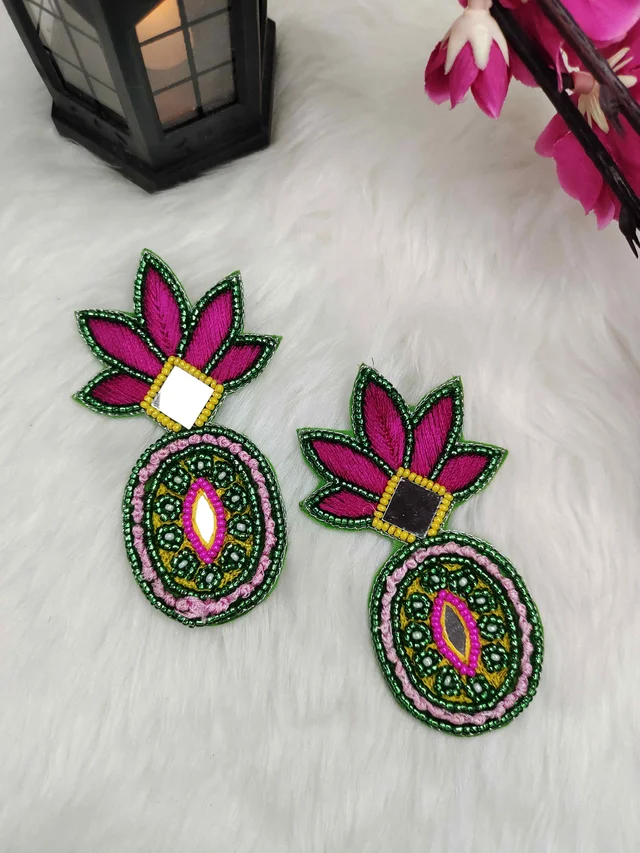Green Kalash Beaded Earrings