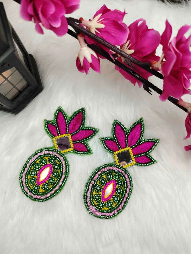 Green Kalash Beaded Earrings