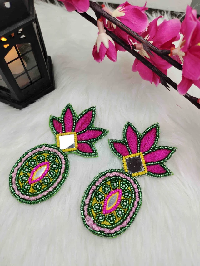 Green Kalash Beaded Earrings
