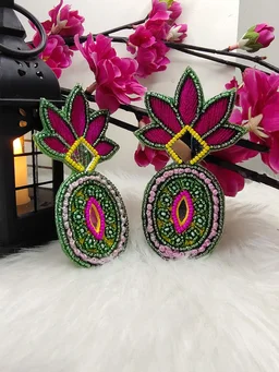 Green Kalash Beaded Earrings