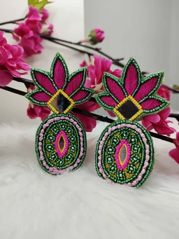 Green Kalash Beaded Earrings