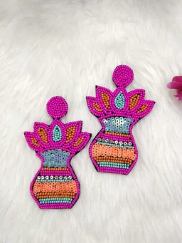 Pink Kalash Beaded Earrings