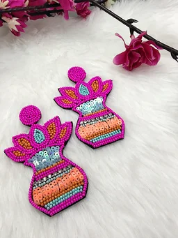 Pink Kalash Beaded Earrings