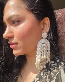 Pearl Watefall Earrings White