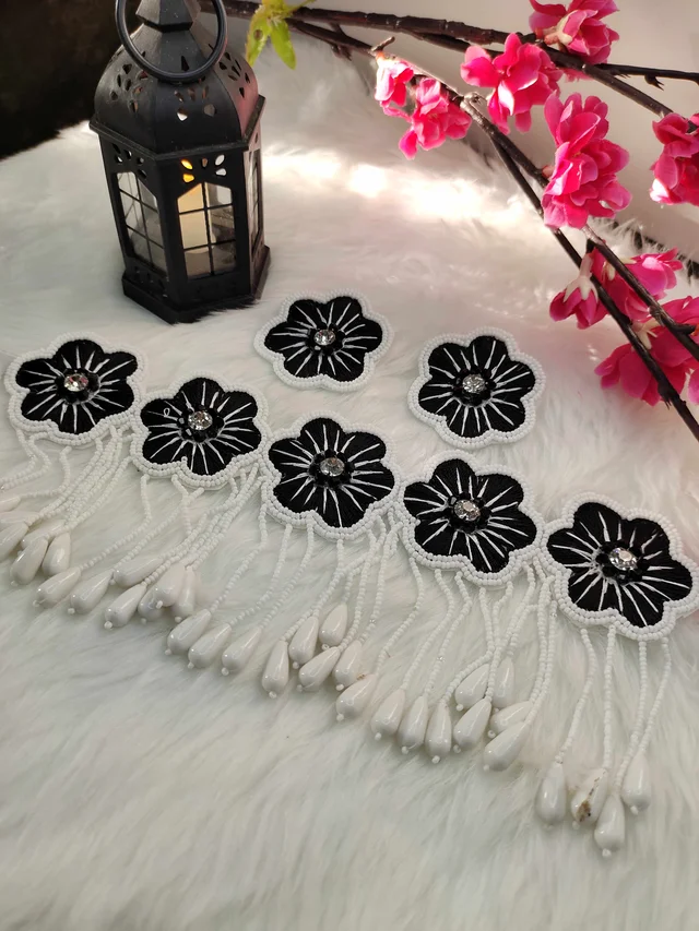 Black Flower Choker Necklace Set