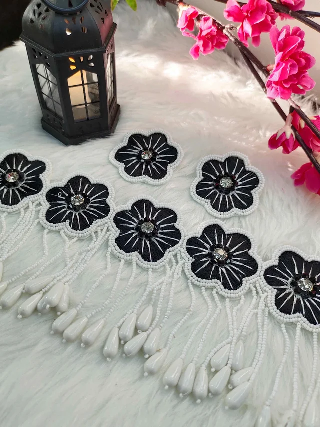 Black Flower Choker Necklace Set