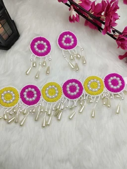 Pink And Yellow Choker Necklace Set