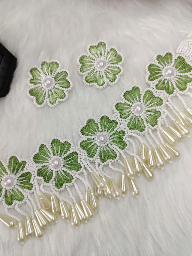 Green Flower Choker Necklace Set