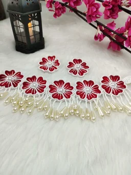 Red Flower Choker Necklace Set