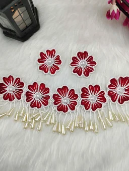 Red Flower Choker Necklace Set
