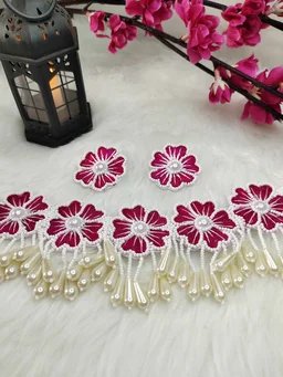 Pink Flower Choker Necklace Set