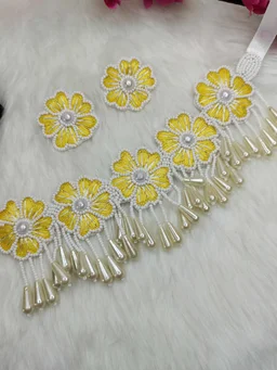 Yellow Flower Choker Necklace Set