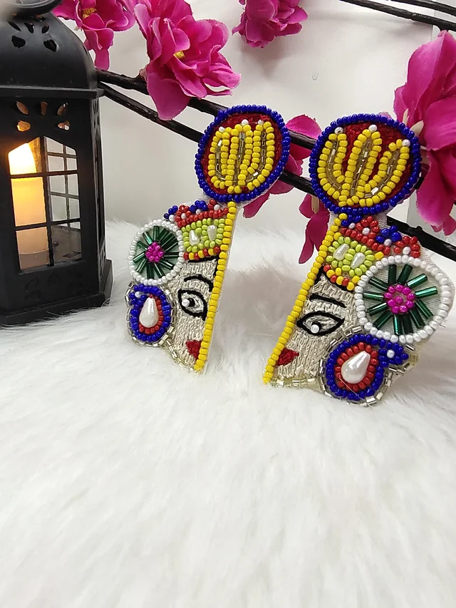Mata Rani Red Beaded Earrings