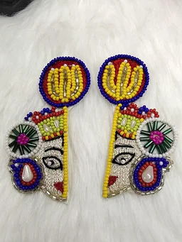 Mata Rani Red Beaded Earrings