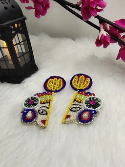 Mata Rani Red Beaded Earrings