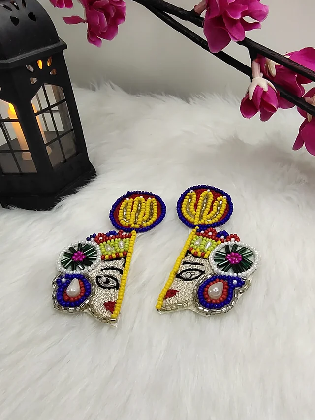 Mata Rani Red Beaded Earrings
