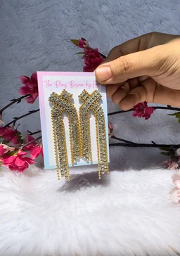 Cross Rhinestone Dangler Earrings
