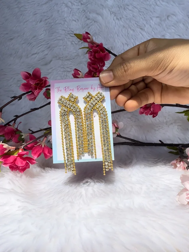 Cross Rhinestone Dangler Earrings