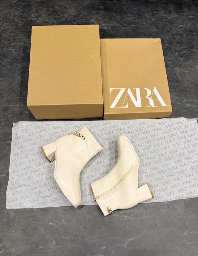 ZARA METALLIC BLOCK HEELS BOOTS